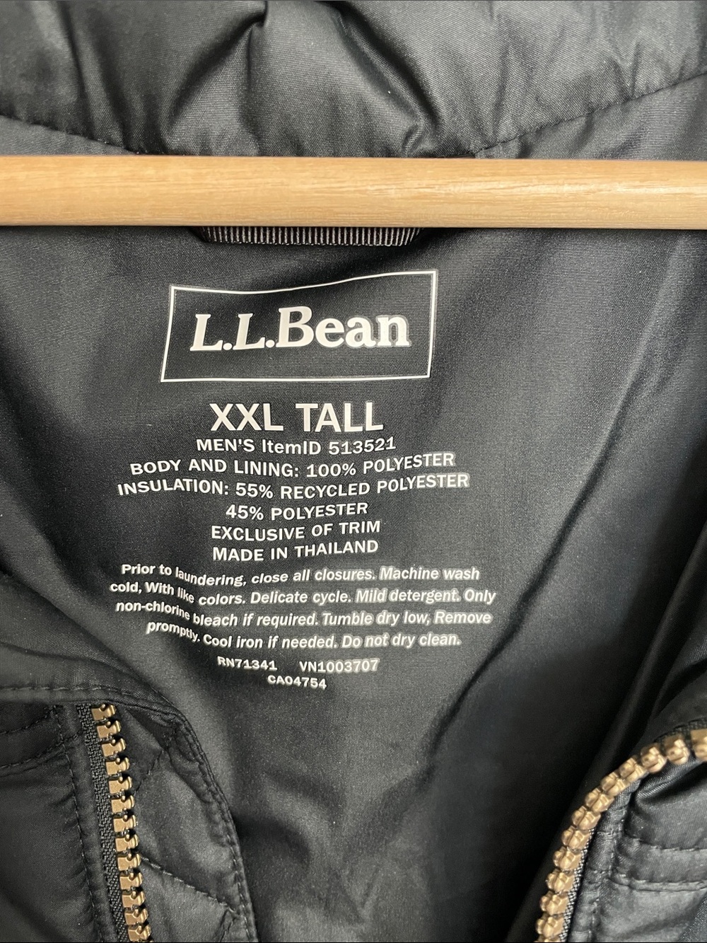 LL Bean Men's XXL Tall Quilted Black Packable Vest 2 Pocket Casual Layering - Picture 7 of 7